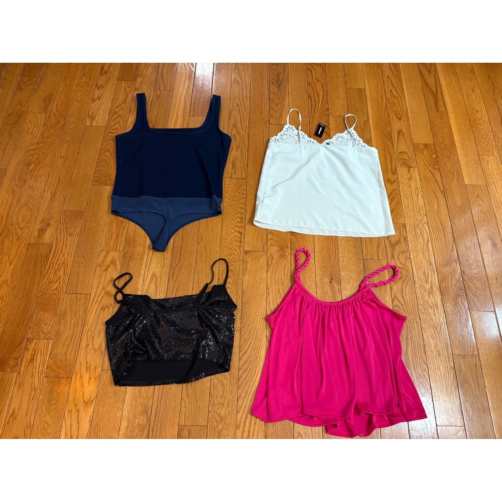 Bundle 3 Express‎ Womens Top   Sequin Crop Lace Camisole Pink Tank NWT